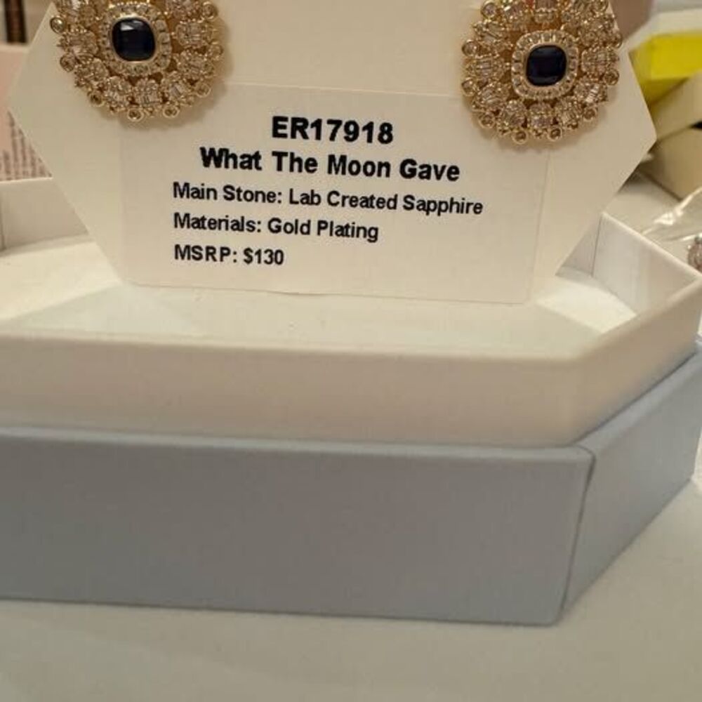 Bomb Party Studs Earrings - ER17918 - "What the Moon Gave" Sapphire on Gold